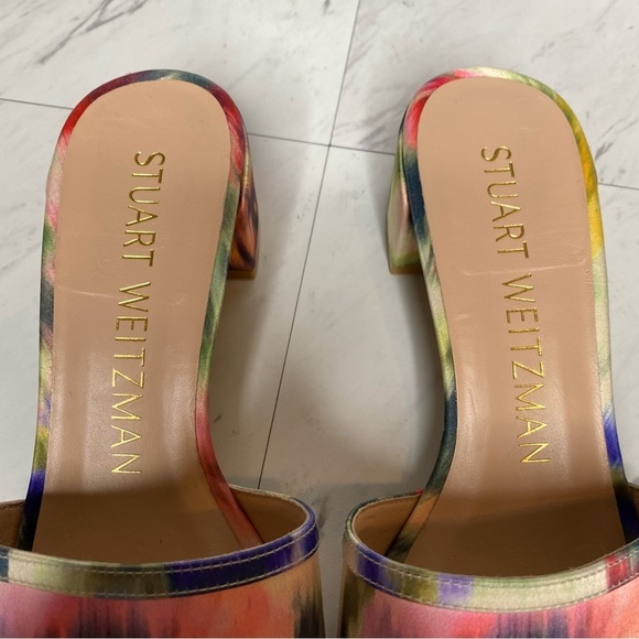 Stuart Weitzman Cayman 35 Square Toe Multicolor Block Heel Sandal 7 1/2 B - Picture 9 of 11